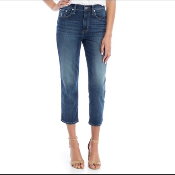 NWT Women’s Ella Moss High Waist Straight Cut Cropped Blue Jeans Size 24 - Picture 1 of 3